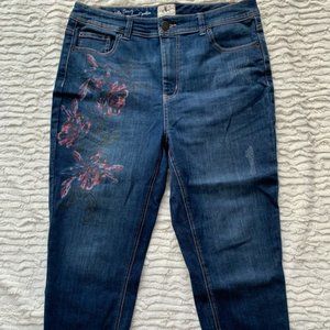 Flower capris jeans